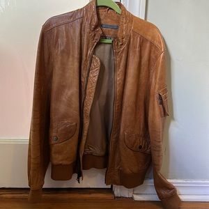 John Varvatos Leather Bomber Jacket